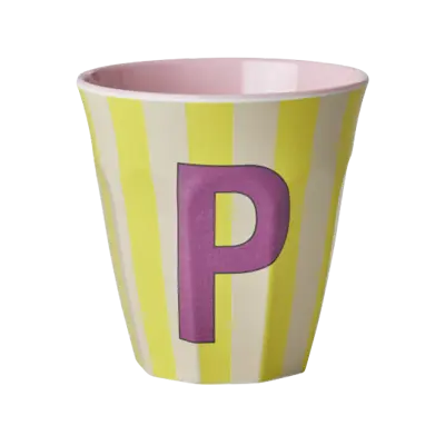 Foto van Melamine alfabet stripe Pink P