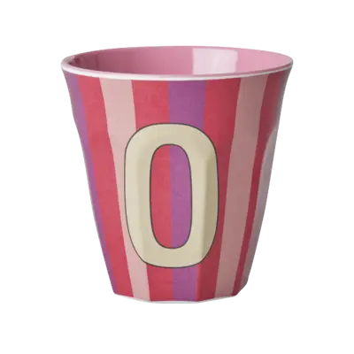 Foto van Melamine alfabet stripe Pink O