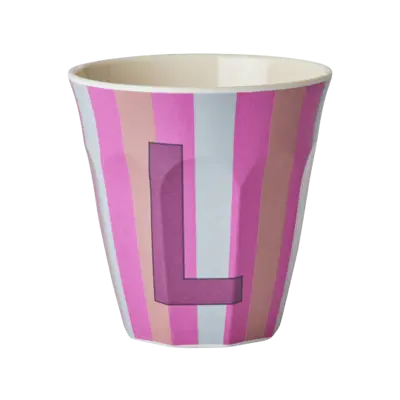 Foto van Melamine alfabet stripe Pink L