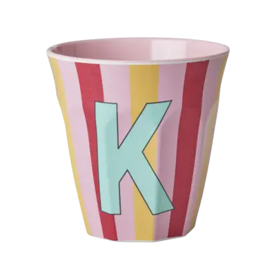 Foto van Melamine alfabet stripe Pink K
