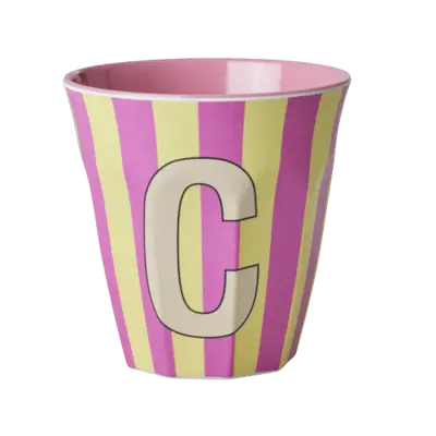 Foto van Melamine alfabet stripe Pink C
