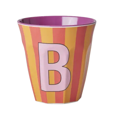 Foto van Melamine alfabet stripe Pink B