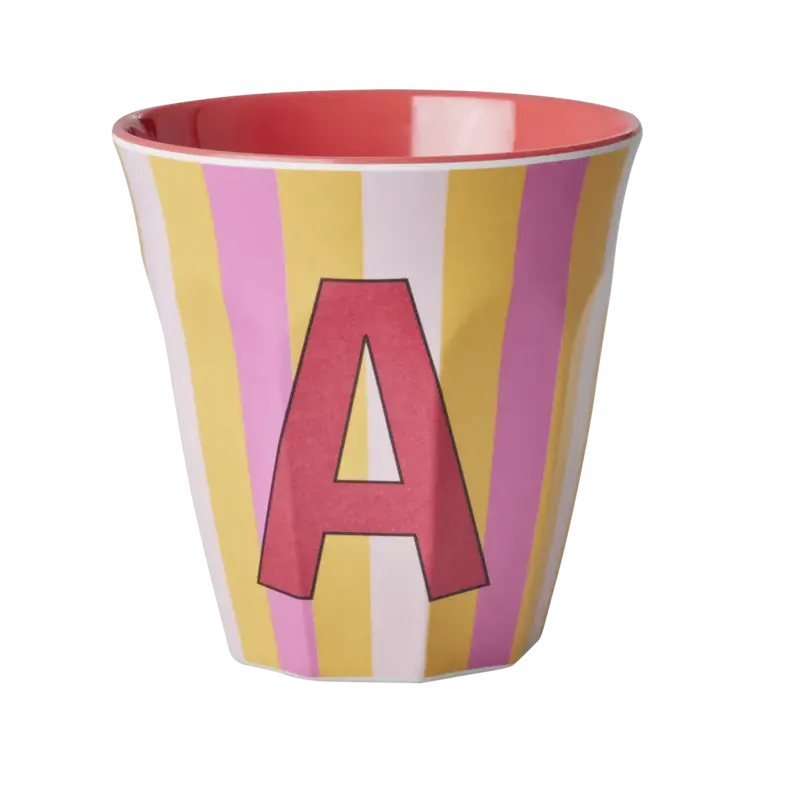 Foto 1 Melamine alfabet stripe Pink A