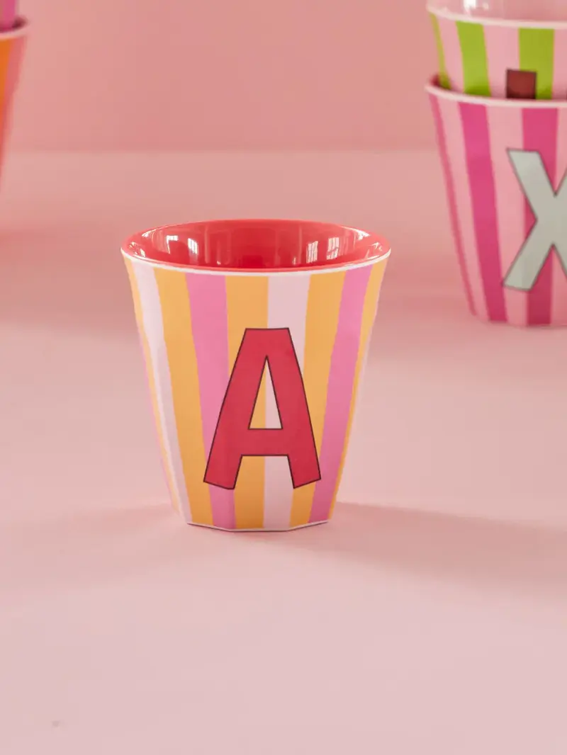 Foto 3 Melamine alfabet stripe Pink A