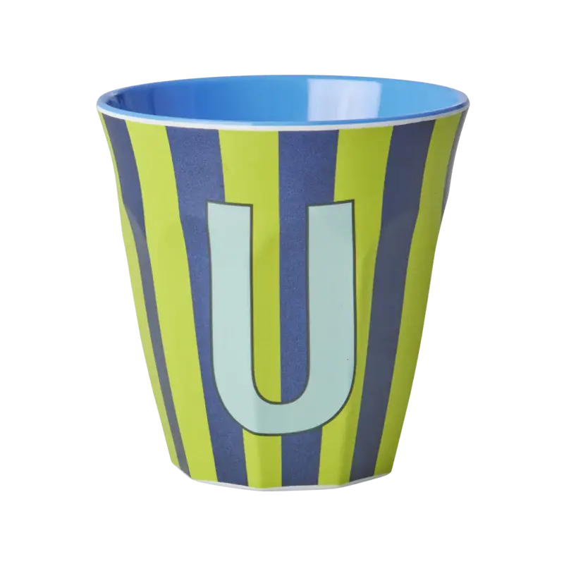 Foto 1 Melamine alfabet stripe Blue U