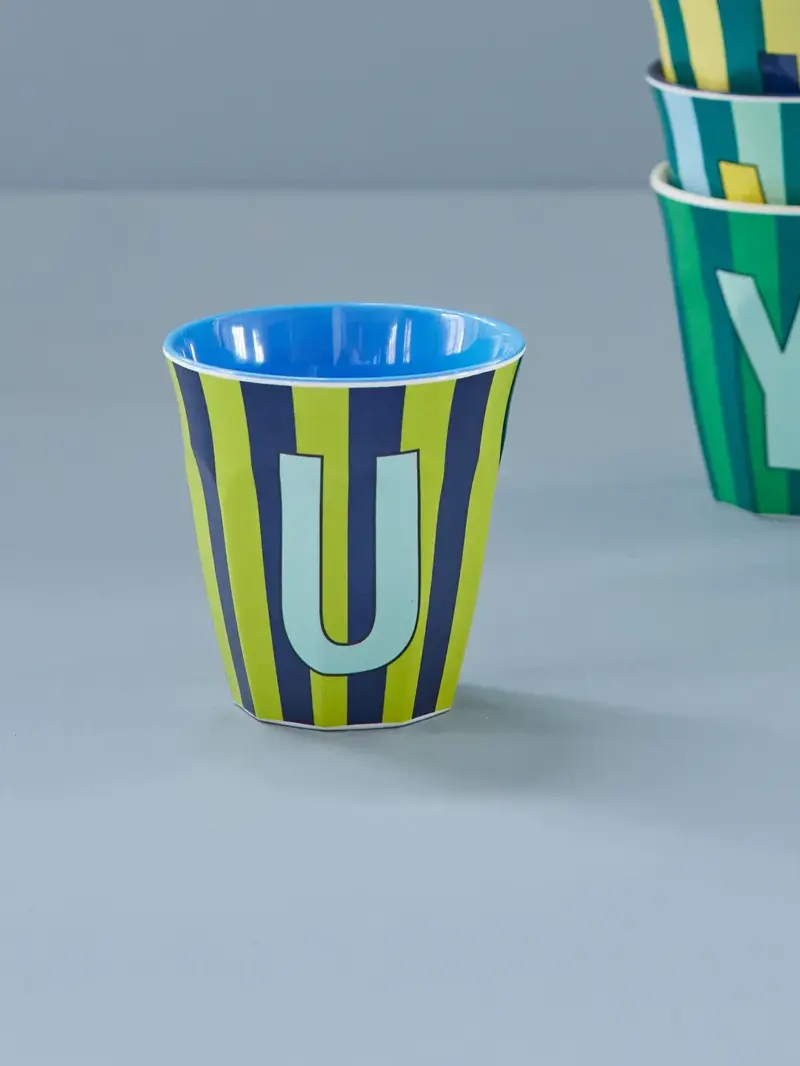 Foto 2 Melamine alfabet stripe Blue U
