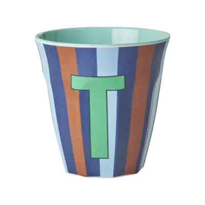 Foto van Melamine alfabet stripe Blue T