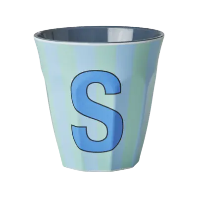 Foto van Melamine alfabet stripe Blue S
