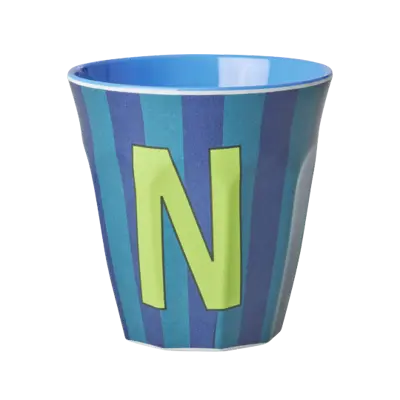 Foto van Melamine alfabet stripe Blue N