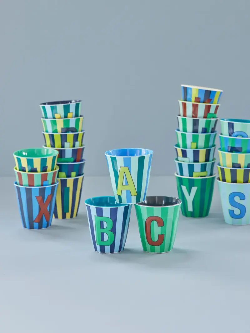 Foto 2 Melamine alfabet stripe Blue K