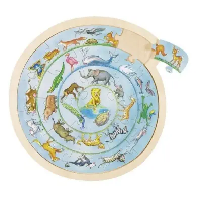 Foto van Houten puzzel cirkel dier 27st