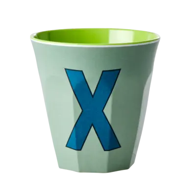 Foto van Melamine alfabet beker Blue X