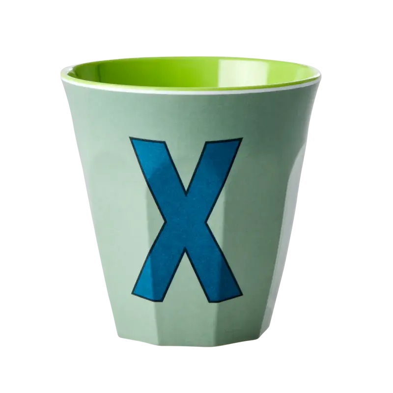 Foto 1 Melamine alfabet beker Blue X