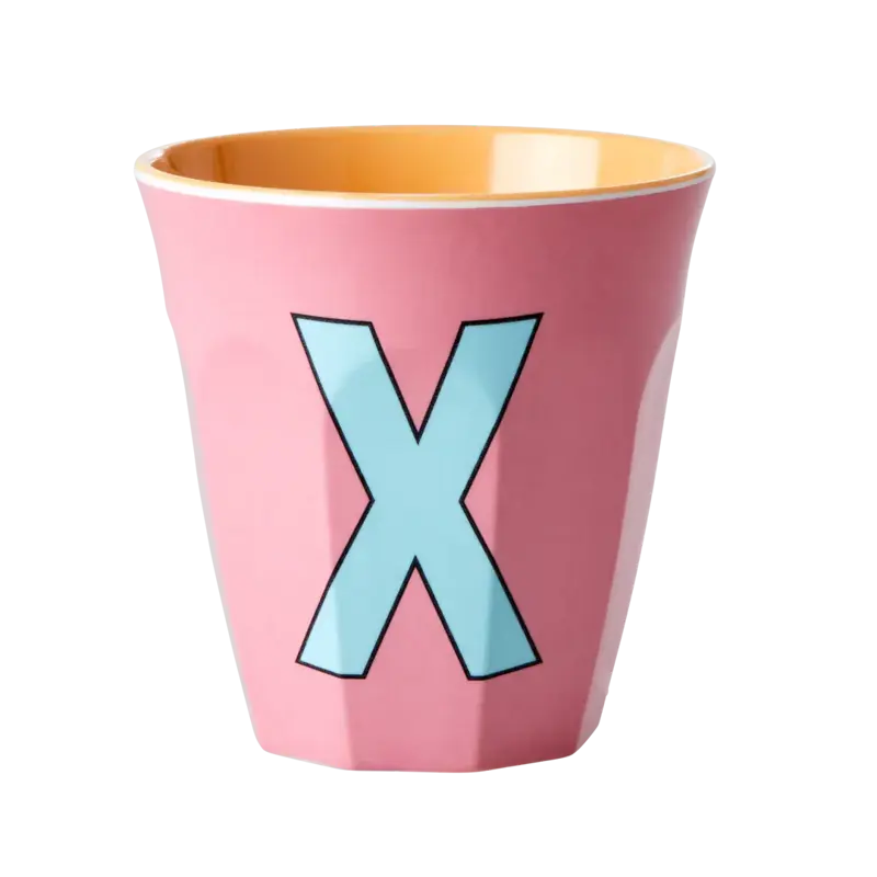 Foto 1 Melamine alfabet beker Pink X