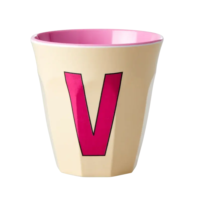 Foto 1 Melamine alfabet beker Pink V