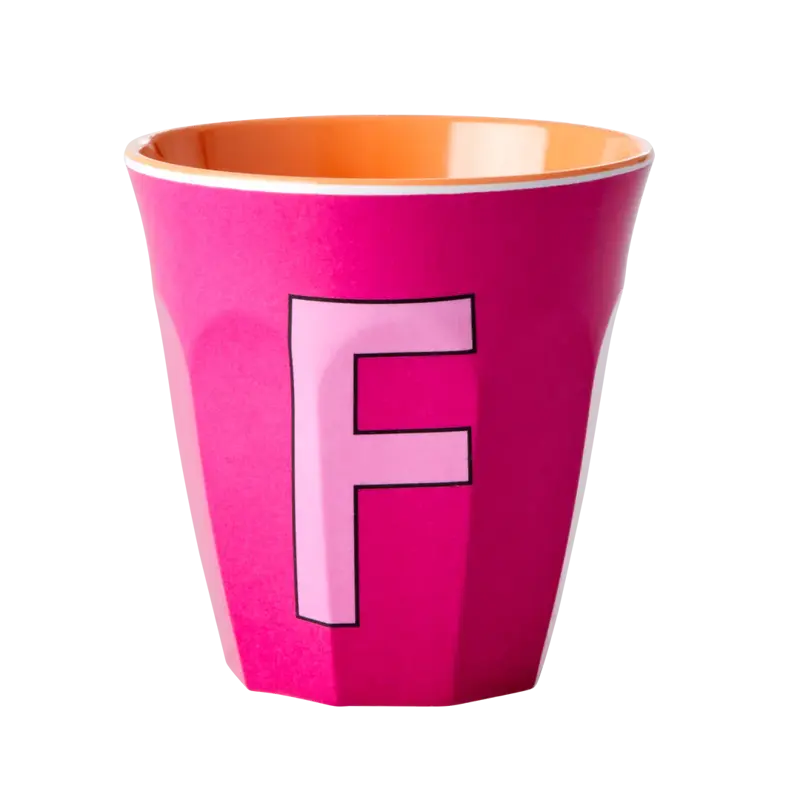 Foto 1 Melamine alfabet beker Pink F