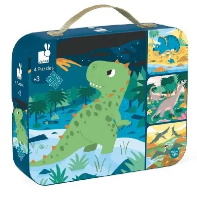 Foto van 4 Dino puzzels 6, 9, 12, 16stk