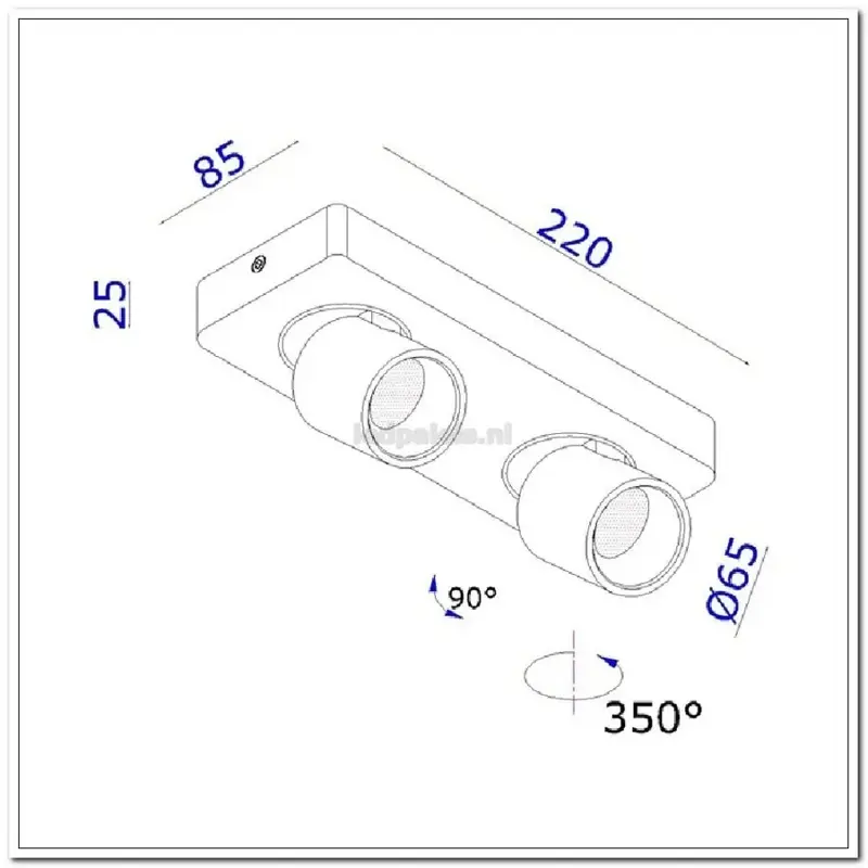 Foto 2 Spot laguna  wit 2-lichts IP20 LED 2x6W 2700K 1080lm dimbaar
