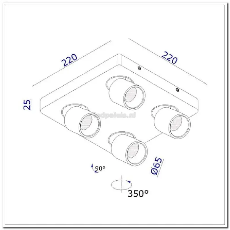 Foto 13 spot laguna zwart 4-lichts IP20 LED 4x6W 2700K 2160lm dimbaar