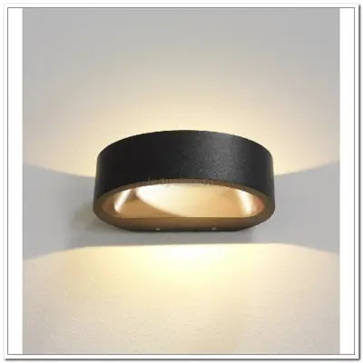 Foto van WL zwart/goud 1l "Sharp" 19br IP54 LED 7,2W 2700K 830lm