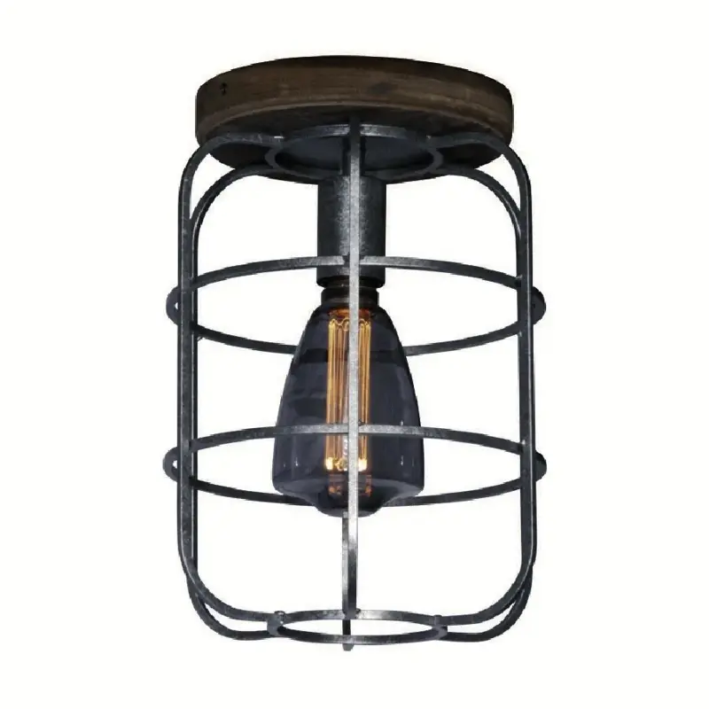 Foto 1 plafondlamp Galera 25cm gegalvaniseerd hout pl 5910 gv