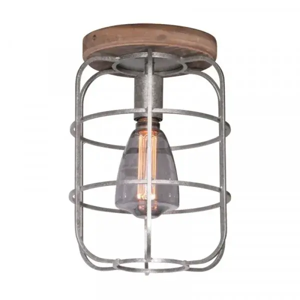 Foto 2 plafondlamp Galera 25cm gegalvaniseerd hout pl 5910 gv