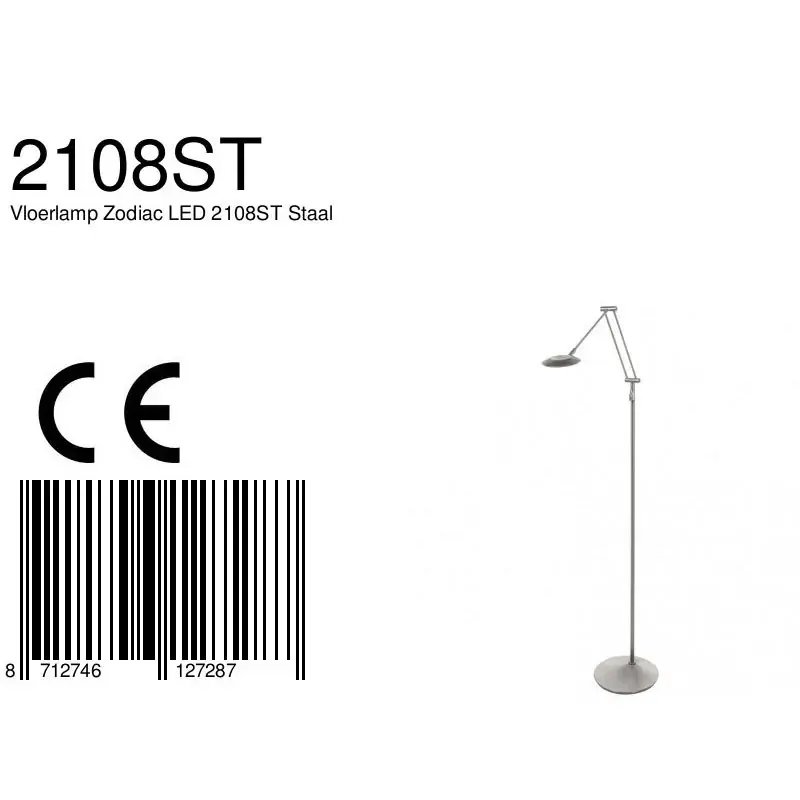 Foto 8 Vloerlamp Zodiac 2108ST Staal Zodiac LED 2108ST