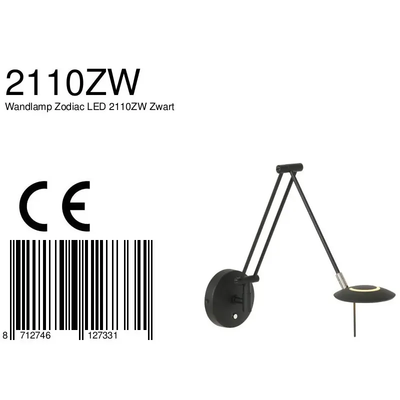 Foto 6 Wandlamp Zodiac 2110ZW Zwart Zodiac LED 2110ZW