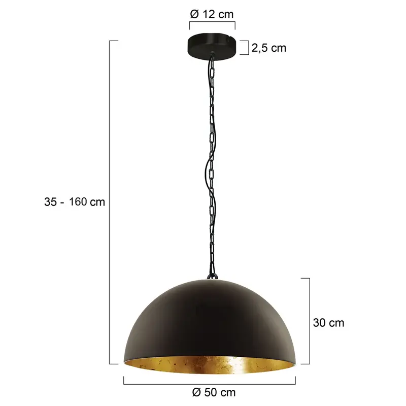 Foto 6 Hanglamp Semicirkel 2555ZW Zwart Semicirkel 2555ZW