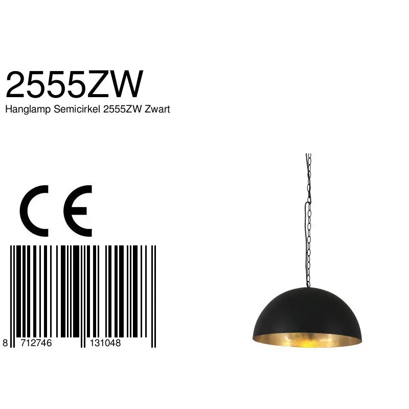 Foto 7 Hanglamp Semicirkel 2555ZW Zwart Semicirkel 2555ZW