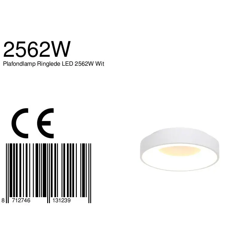 Foto 7 Plafondlamp Ringlede 2562W Wit Ø38cm Ringlede 2562W