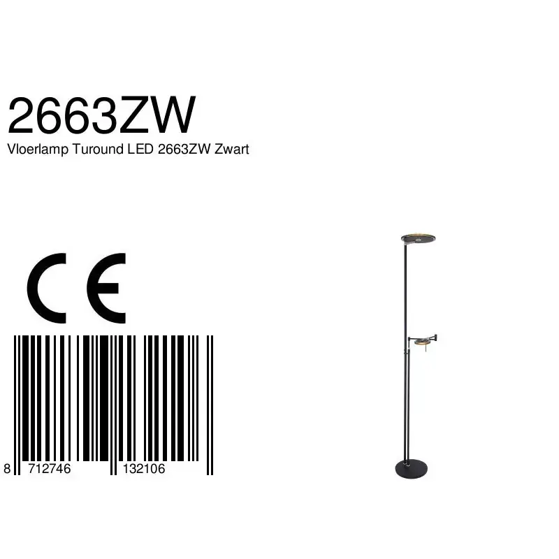 Foto 9 Vloerlamp Turound 2663ZW Zwart Turound 2663ZW