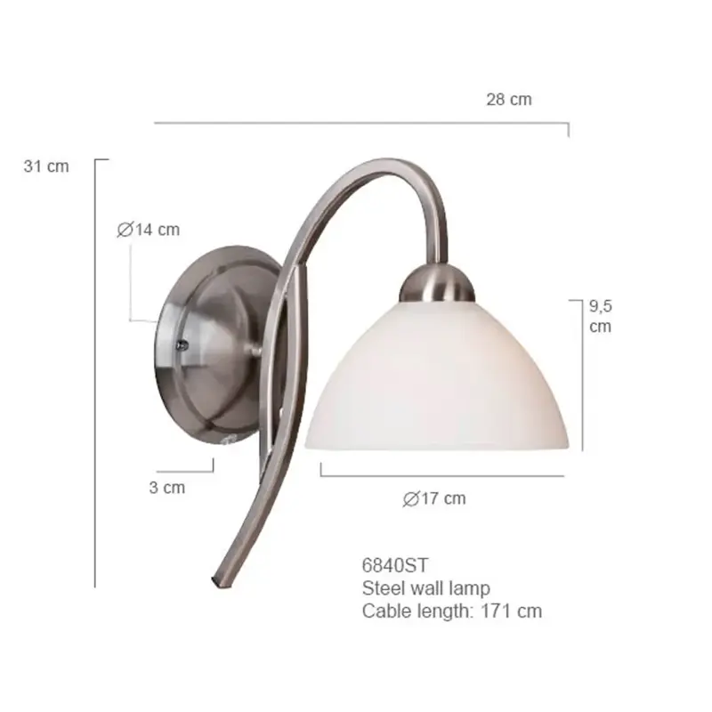 Foto 4 Wandlamp Capri 6840ST Staal Capri 6840ST