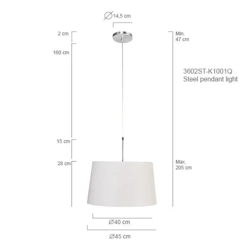 Foto 5 Hanglamp Sparkled Light 3602ST+K1001QS Staal-Wit Linnen Sparkled Light 9567ST