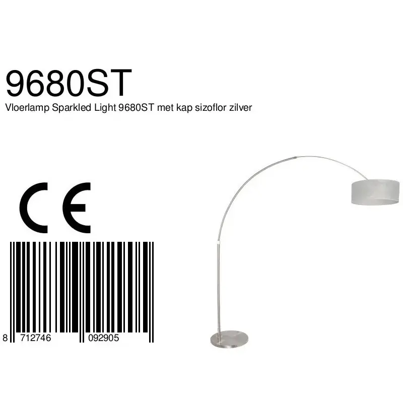 Foto 6 Vloerlamp Sparkled Light 7268ST+K1066PS Staal-Sizoflor Zilver Sparkled Light 9680ST