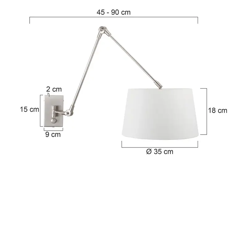 Foto 5 Wandlamp Prestige Chic 7396ST+K1007QS Staal-Wit Linnen Prestige Chic 9723ST
