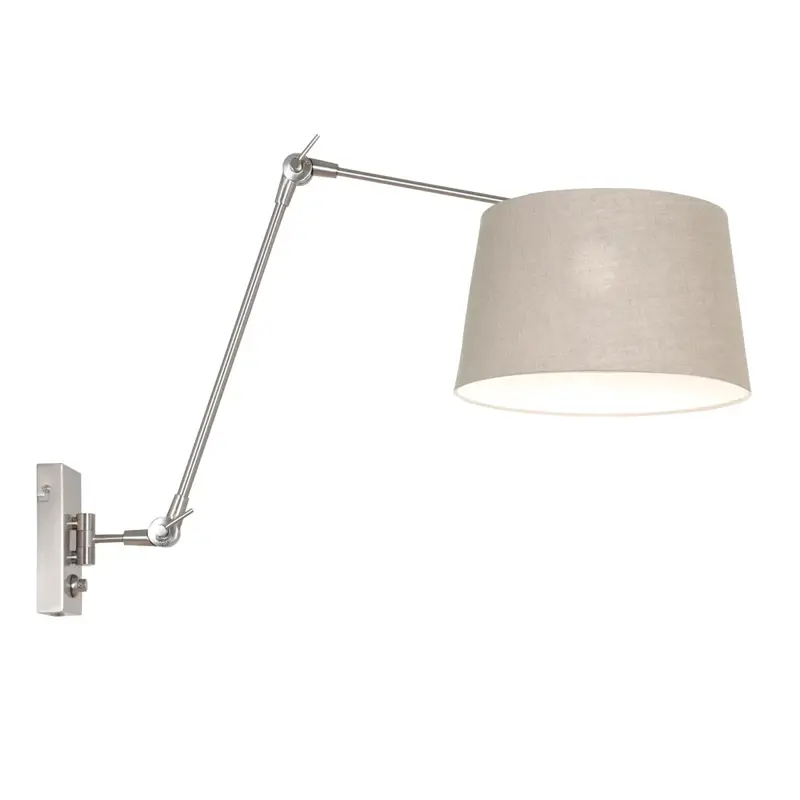Foto 1 Wandlamp Prestige Chic 7396ST+K1007RS Staal-Grijs Linnen Prestige Chic 9724ST