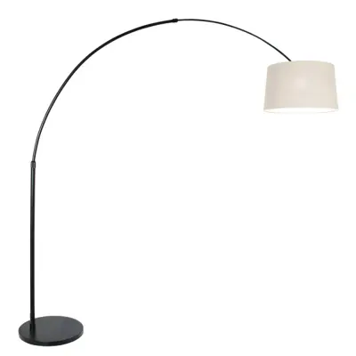 Foto van Vloerlamp Sparkled Light 7268ZW+K1001RS Zwart-Grijs Linnen Sparkled Light 9830ZW
