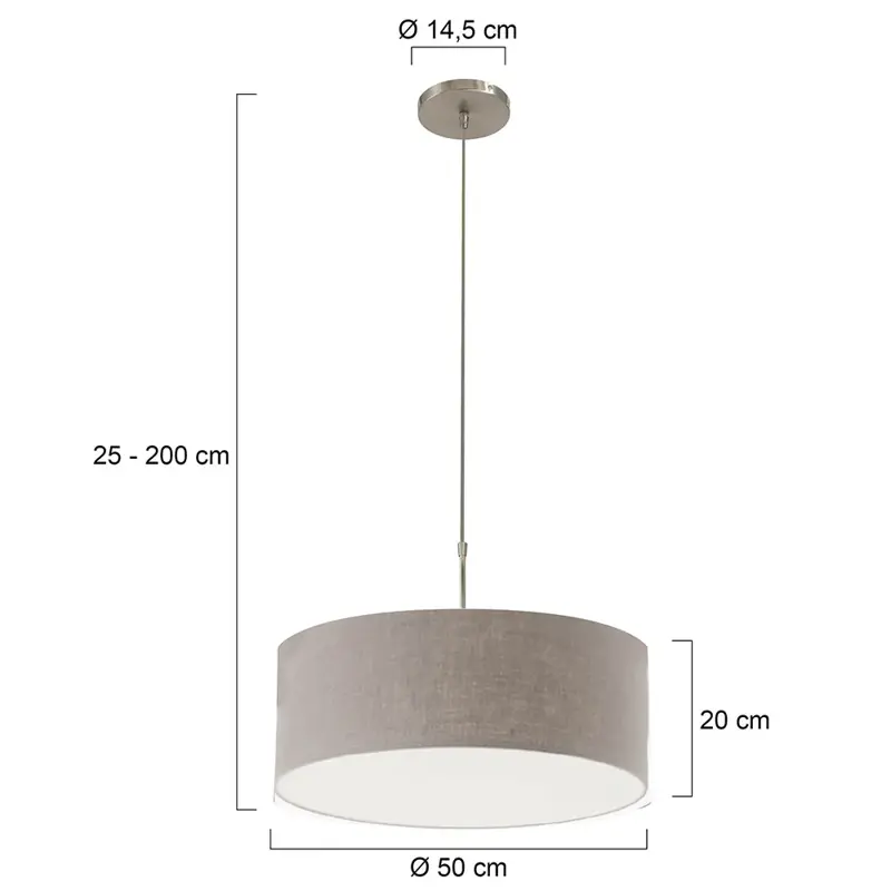 Foto 5 Hanglamp Sparkled Light 3602ST+K1066RS Staal-Grijs Linnen Sparkled Light 9890ST