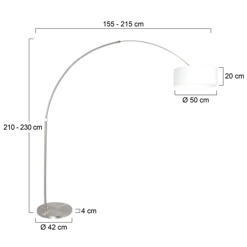 Foto 5 Vloerlamp Sparkled Light 7268ST+K1066QS Staal-Wit Linnen Sparkled Light 9903ST