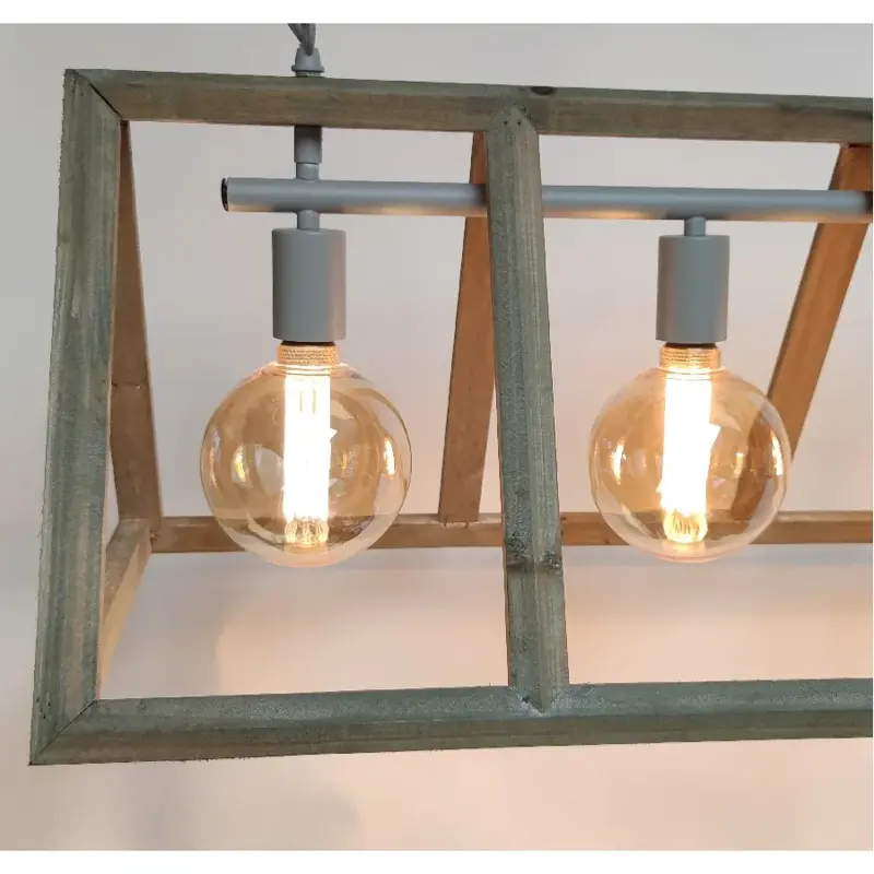 Foto 11 Hanglamp Farm hout 4 lichts
