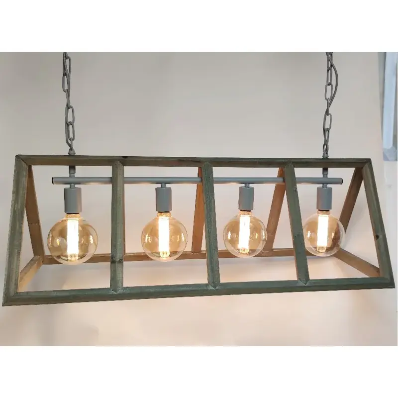 Foto 10 Hanglamp Farm hout 4 lichts