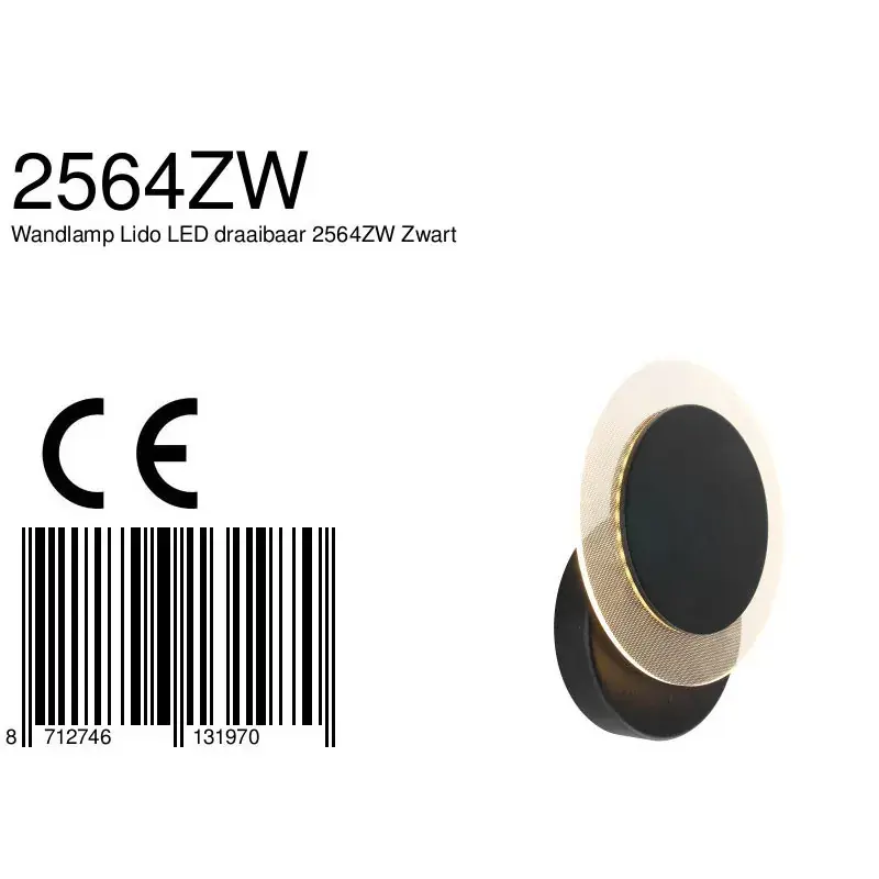 Foto 8 Wandlamp Ceiling & Wall 2564ZW Zwart Lido 2564ZW