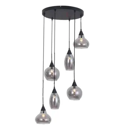 Foto van Hanglamp Macchia Vide Zwart Smoke Glas 6L