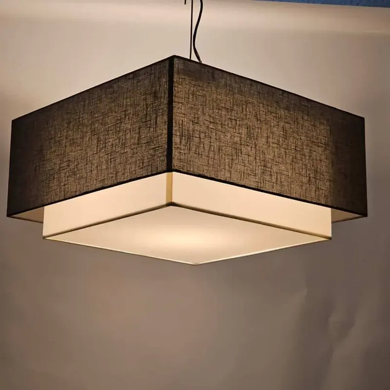 Foto 1 plafondlamp vierkant antraciet met witte binnenkap 55cm pl 0185