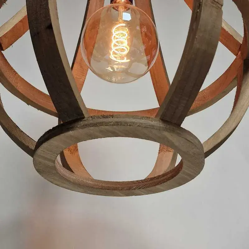 Foto 2 Hanglamp Kroonluchter zakkroon Treccia Tricia Hout open 60x40cm