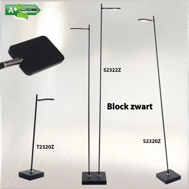 Foto 4 Vloerlamp Block blok led 5W met dimmer zwart s 2320 z