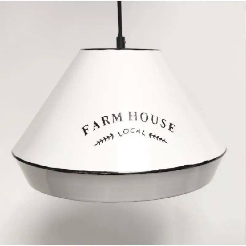 Foto 7 Landelijke hanglamp farm house wit met zwart Ø32 cm