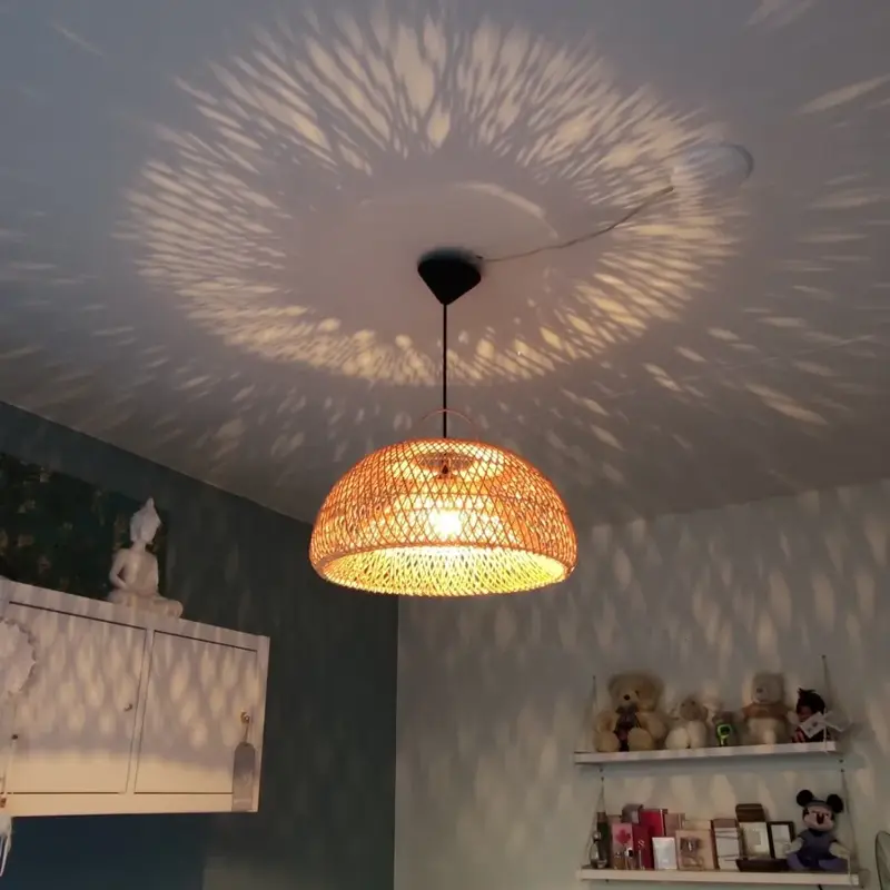 Foto 9 Hanglamp halve bol dubbel riet naturel 40cm 511222