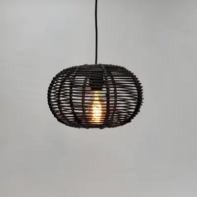 Foto van Hanglamp riet Ufo 30cm zwart